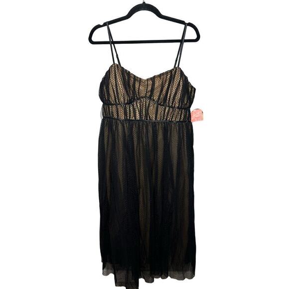 Arula Bustier Tank Black Lace Overlay Midi Dress - Picture 1 of 5
